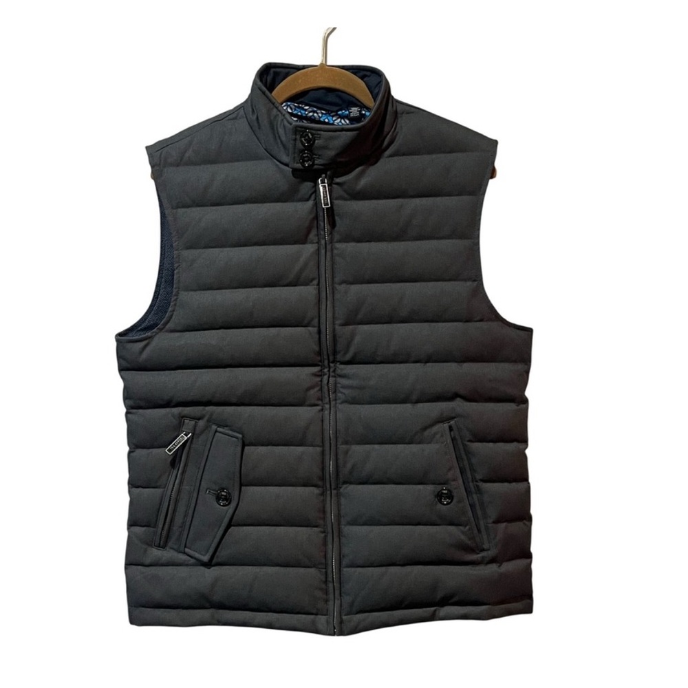 Ted Baker 3 Navy Dylan vest duck down Puffer with Patterned Lining